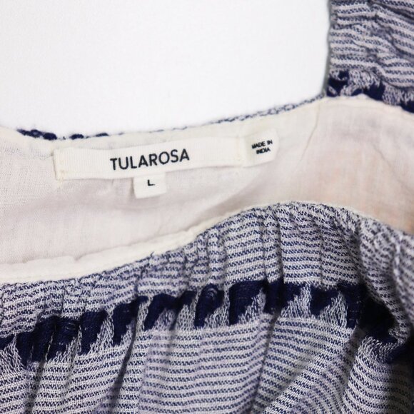 Tularosa Denny Tank Crop Top Embroidered Ruffle Calmar Stripe Blue Pink Large - Picture 4 of 8